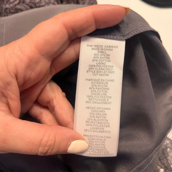 Joie Women's Steel Gray Eshe Fit Flare Scoop Neckline Lace Mini Dress Size 10 - Picture 9 of 11